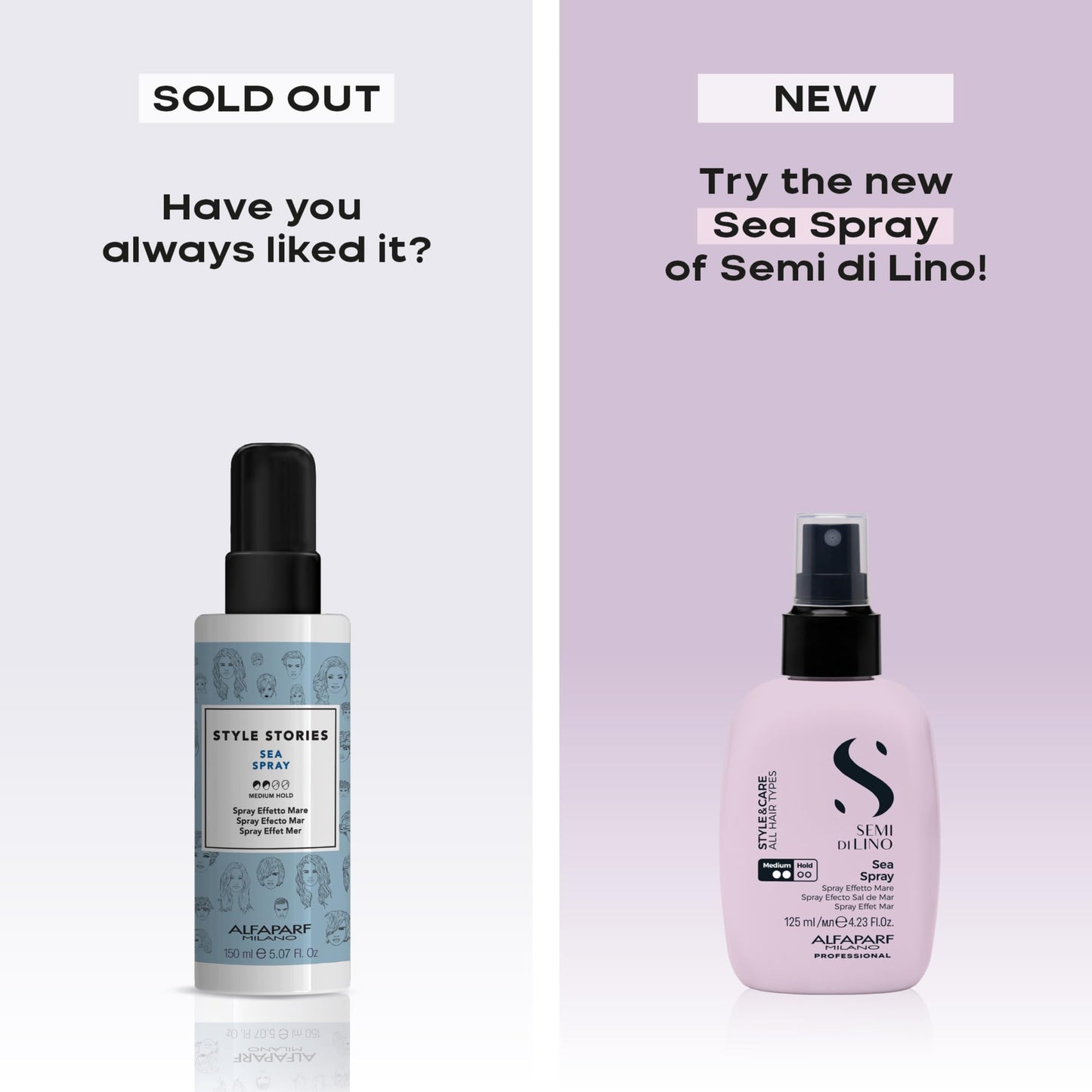 ALFAPARF MILANO Semi di Lino Style & Care Sea Spray - Medium Hold - Salt Spray for All Hair Types - Thermal Protection (4.23 fl oz / 125 ml)