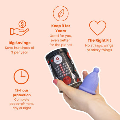 Bfree Menstrual Cup 2-Pack - Reusable Period Cup Leak-Free Eco-Friendly Tampon/Pad Alternative Feminine Hygiene Product for Teens, Women - Includes Size 1 + Size 2 Cups