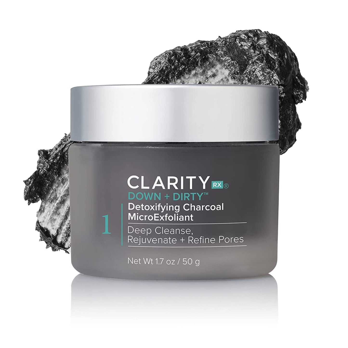 ClarityRx Down + Dirty Detoxifying Charcoal Based Exfoliating Face Wash, Natural Facial Scrub Micro Exfoliant for Oily Skin, Paraben Free, Cruelty Free