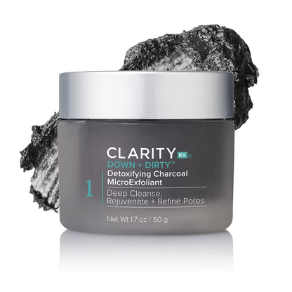 ClarityRx Down + Dirty Detoxifying Charcoal Based Exfoliating Face Wash, Natural Facial Scrub Micro Exfoliant for Oily Skin, Paraben Free, Cruelty Free