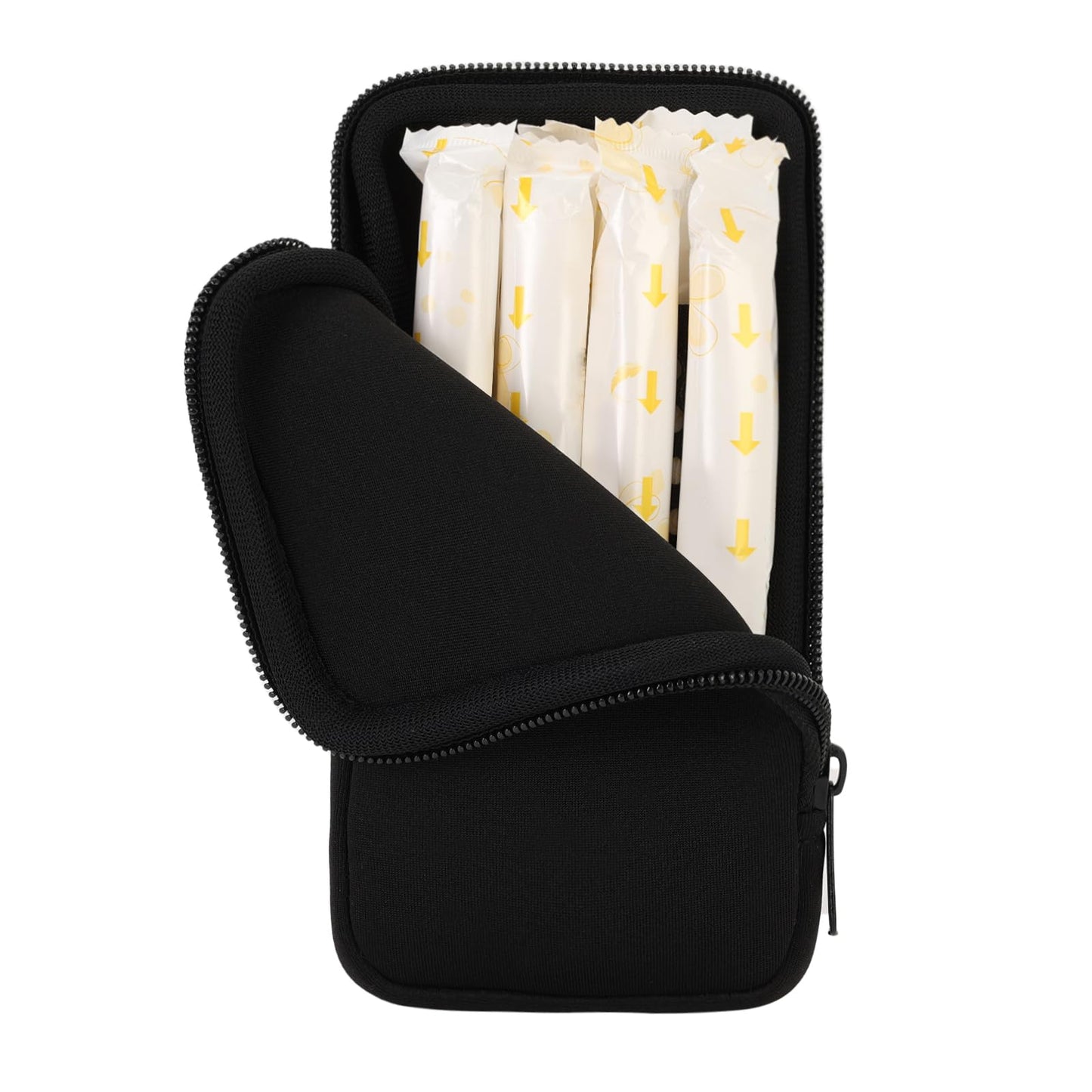 Tampon Storage Bag, Neoprene Tampon Organizer Case with Zipper Small Pouch for Feminine Products Portable Period Bags for Women,Ladies (Black)