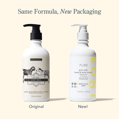 Beekman 1802 Goat Milk Lotion – Body Lotion & Hand Lotion for Dry Skin, Lightweight Non-Greasy Formula with Shea Butter & Jojoba Oil, Cruelty Free, Lotion Pump – Fragrance Free