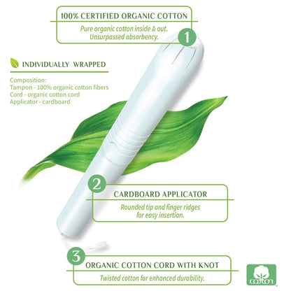 Organyc 100% Certified Organic Cotton Tampons, No Applicator, Free from Chlorine, Perfumes, Rayon, and Chemicals, Super + Super Plus, (32 Count)