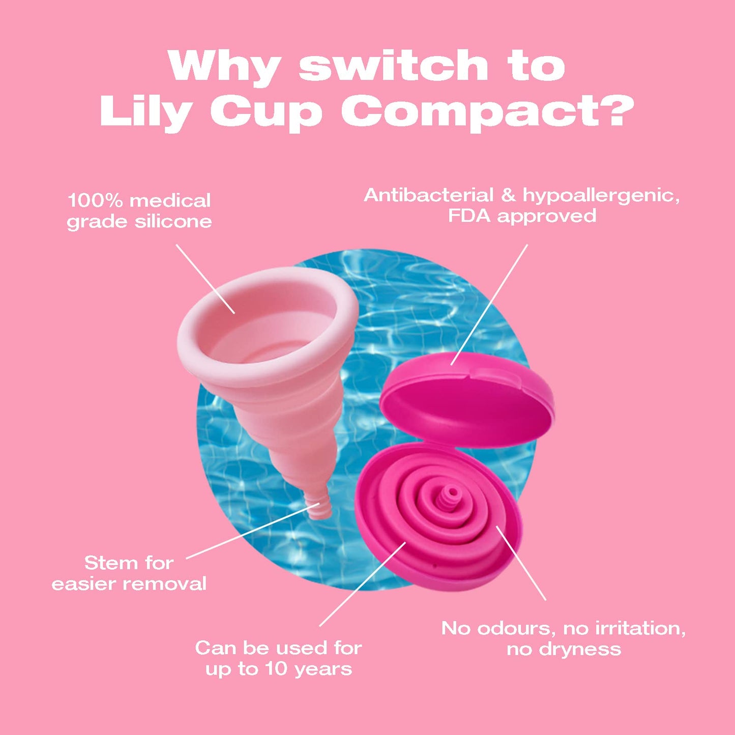 Intimina Lily Cup Compact - Small Menstrual Cup with Flat-fold Compact Design, Disposable Menstrual Cups, Period Cup Reusable (A)