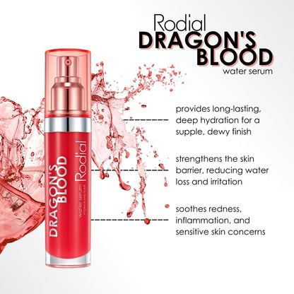 Rodial Dragon’s Blood Water Serum, Lightweight Hydrating & Plumping Face Serum with Hyaluronic Acid, Polyglutamic Acid & Ectoin, Barrier Support for All Skin Types, 1.01 fl oz