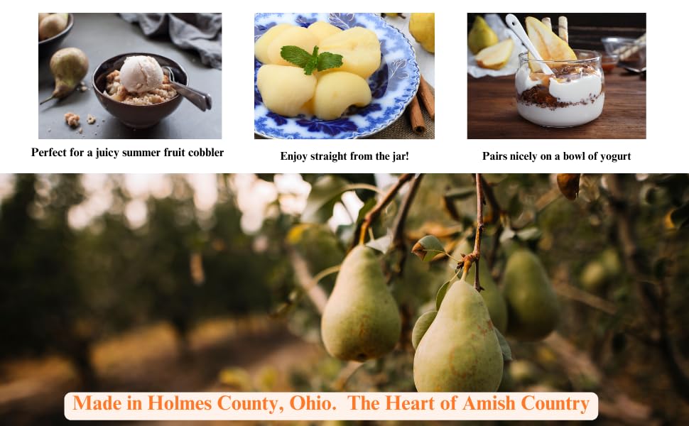Amish Valley Products Old Fashioned Bartlett Pear Halves Canned Pears Jarred in 32 oz Glass Jar