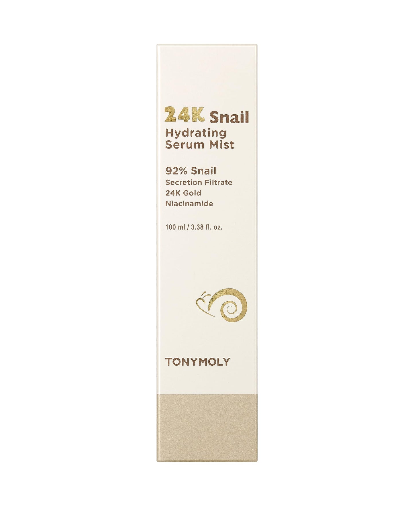 TONYMOLY 24K Snail Hydrating Serum Mist 3.38 oz – 92% Snail Mucin Face Mist with Niacinamide, Peptides & Gold for Radiant Skin, Moisturizing Korean Toner Spray for Hydration & Anti-Aging
