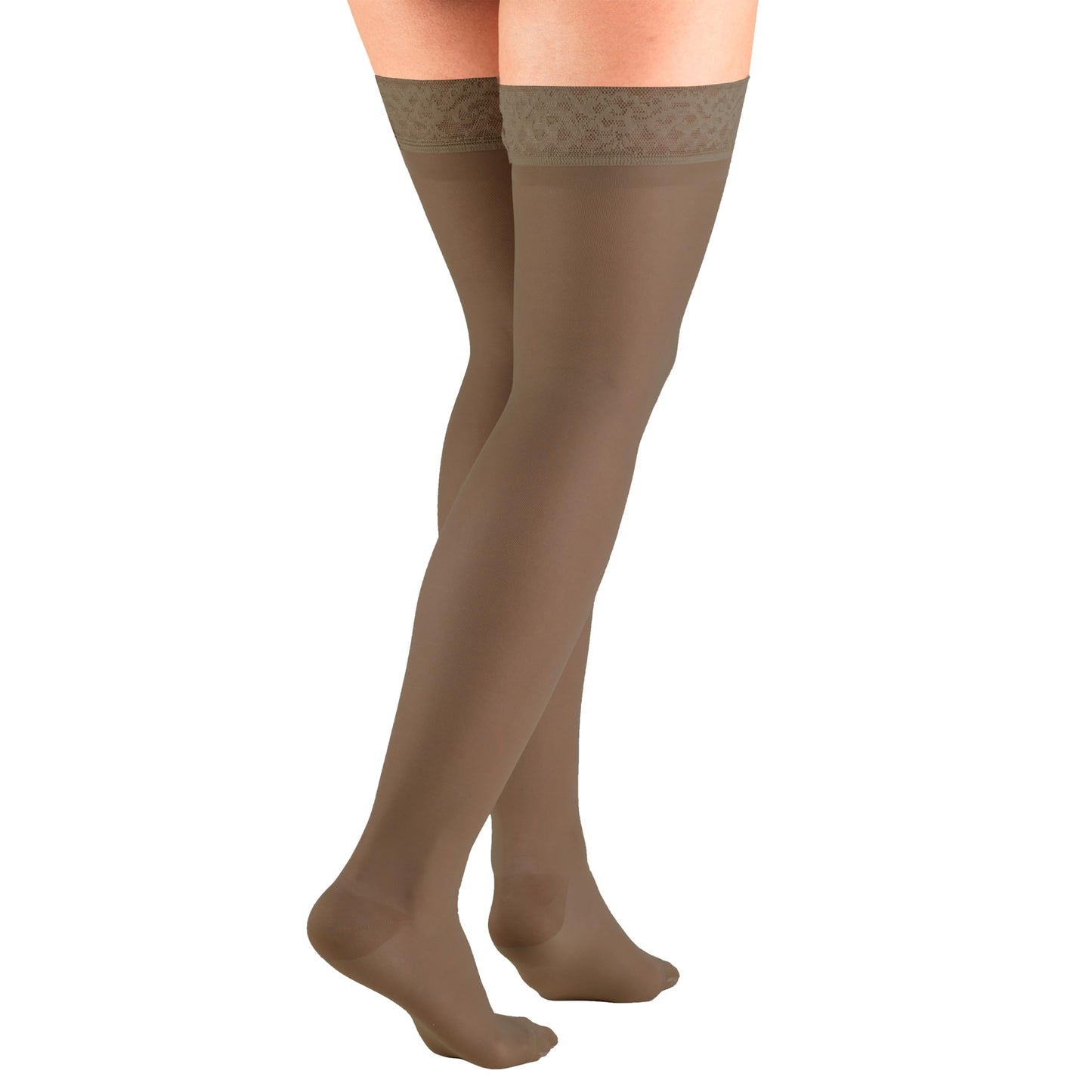 Truform Sheer Compression Stockings, 15-20 mmHg, Women's Thigh High Length, 20 Denier, Espresso, X-Large