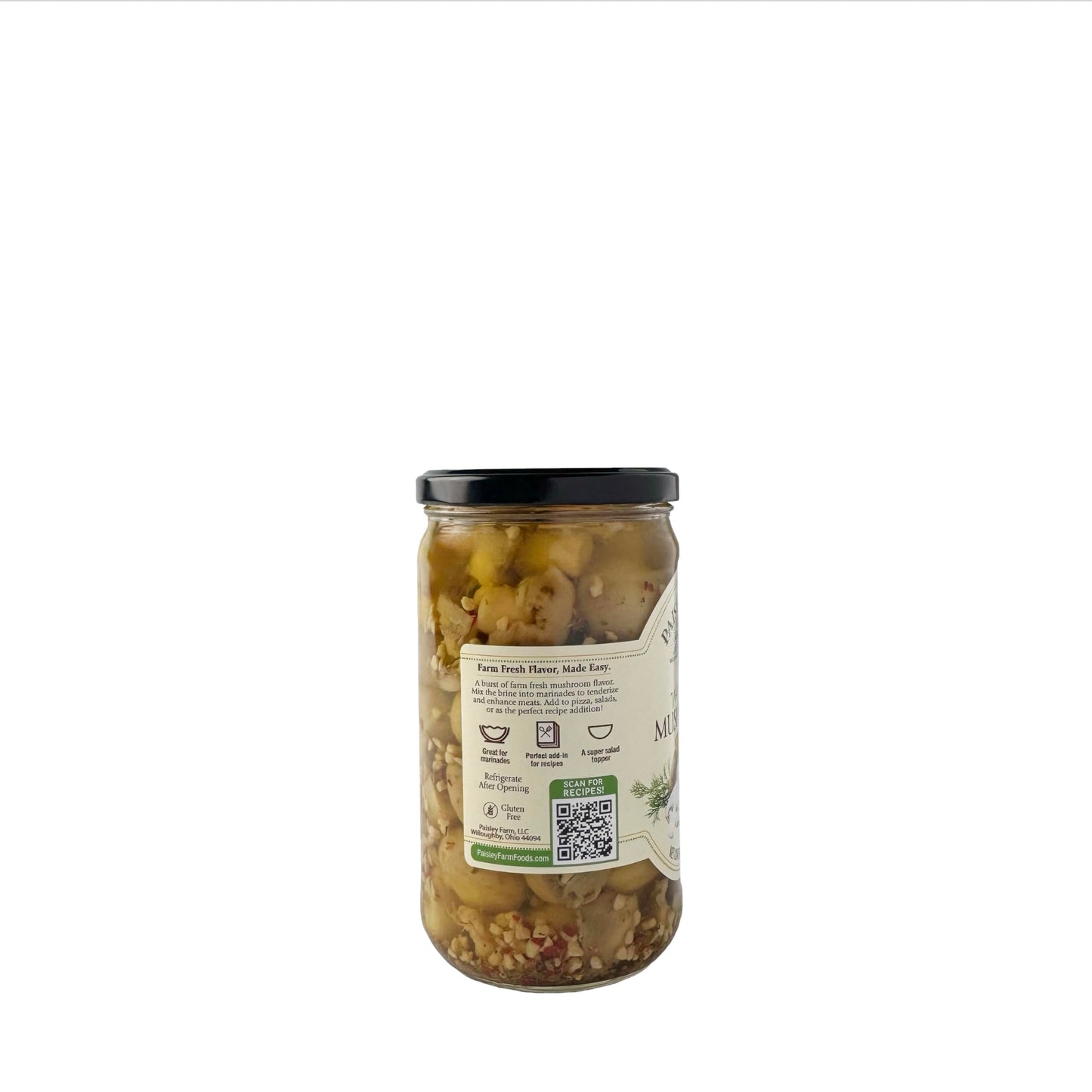 Paisley Farm Marinated Mushrooms, 24oz Jars – 6 Pack | All-Natural Pickled Mushrooms in Savory Marinade, Gourmet Ready-to-Serve Snack