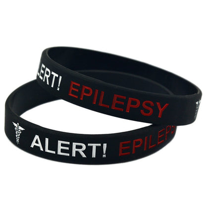 LiFashion LF 2Pcs Silicone Rubber Chain Medical ID Epilepsy Bracelet Health Alert Monitoring Systems Emergency Cuff Wrap Wristband for Men Women Kids,Pack of 2