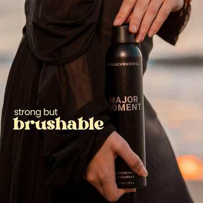 The Beachwaver Co. Major Moment Strong Hold Hairspray - Full Size (8.3 Oz) | Extra-Strength Vegan Hairspray For Long-Lasting Styles w/Brushable Finish - Removes Frizz & Locks In Style