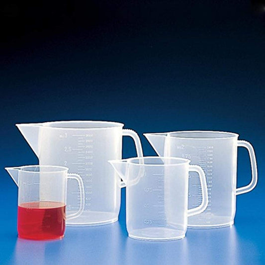 Globe Scientific 601156-1 Polypropylene Short Form Beaker with Handle, Molded Graduations, 500mL Capacity