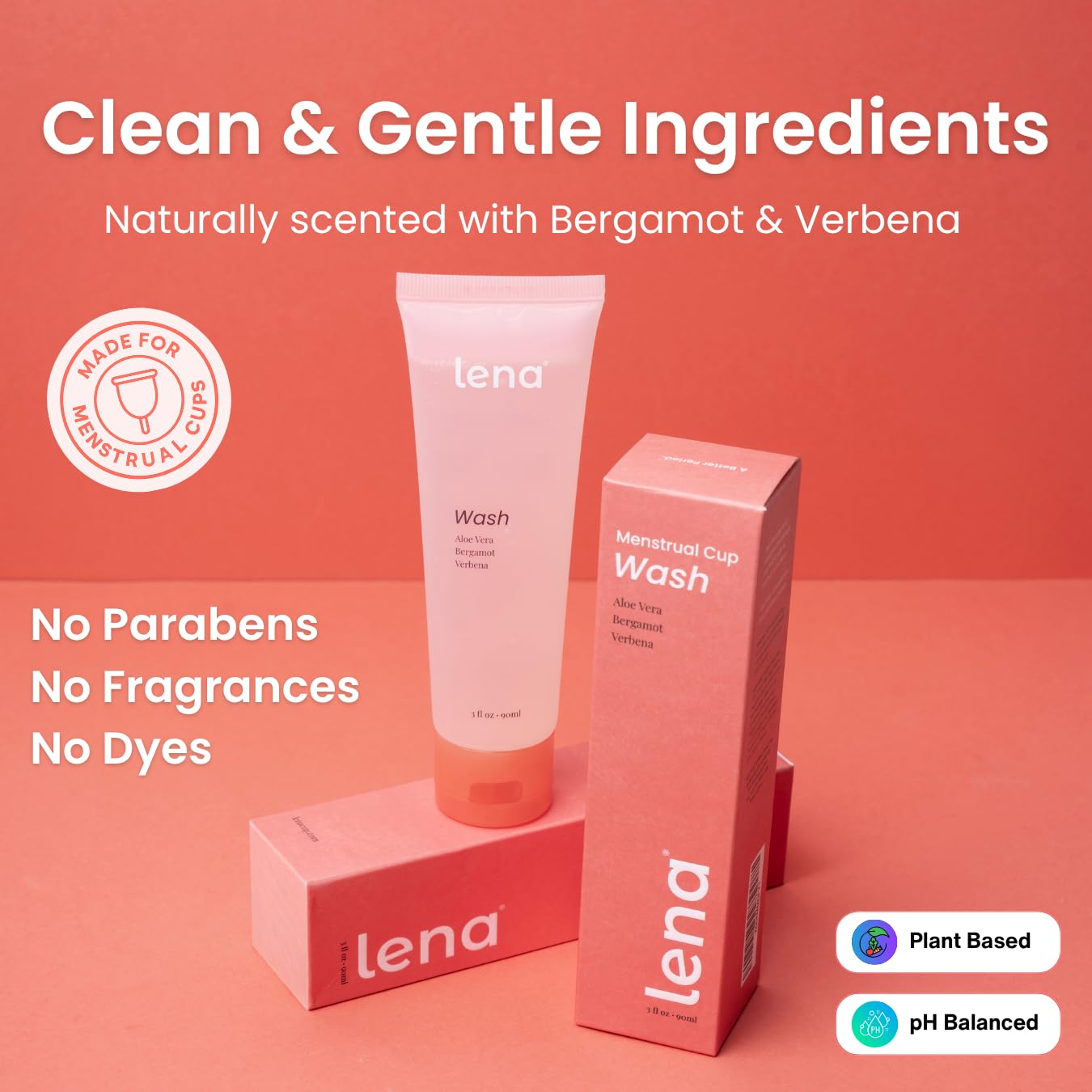 Lena Sensitive Small Menstrual Cup & Lena Cup Wash – Soft Reusable Silicone Period Cup and Gentle Cleanser Set for Comfortable, Easy Care