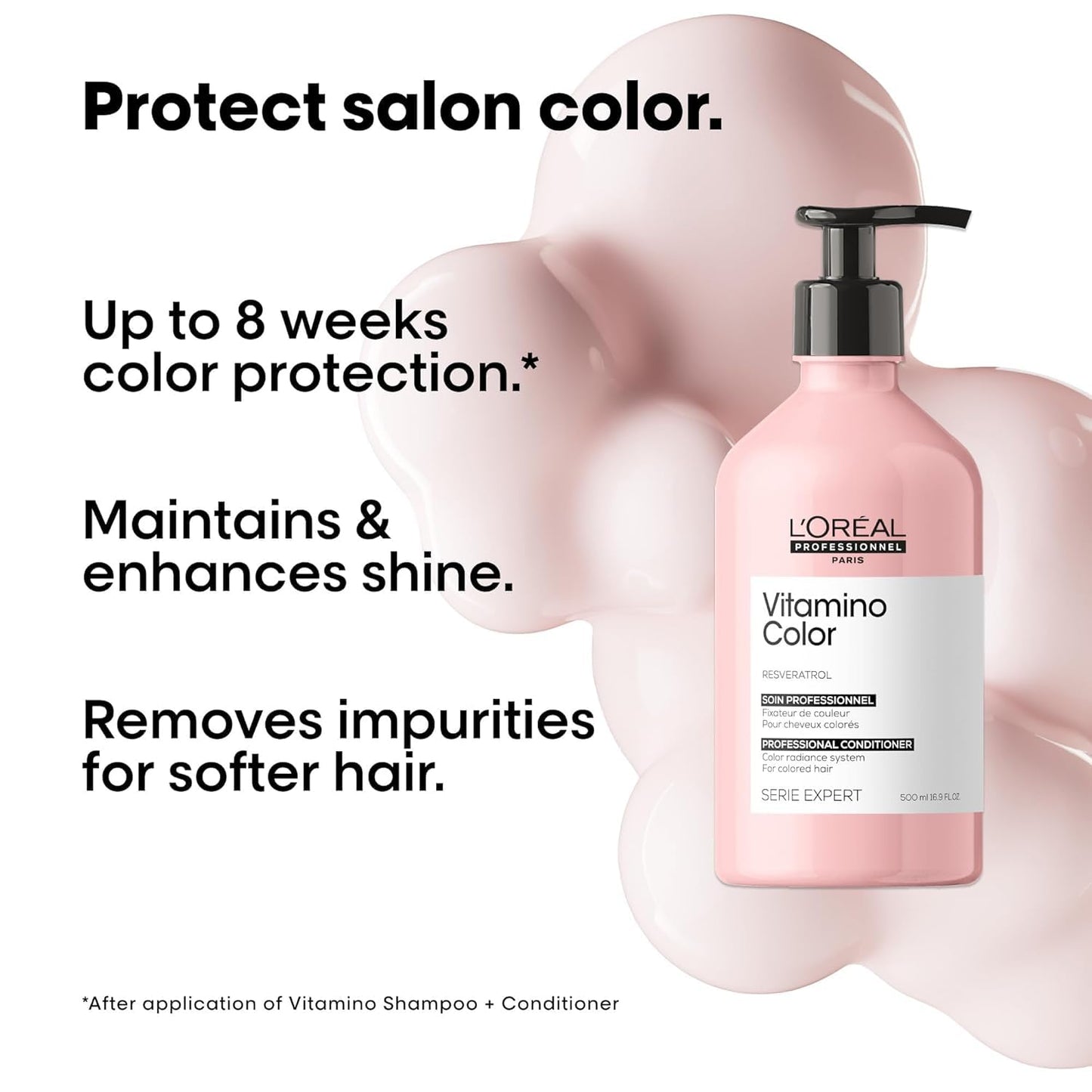 L'Oréal Professionnel Paris Vitamino Color Conditioner - Protects & Preserves Hair Color, Ehances Shine & Vibrancy and Moisturizes & Detangles