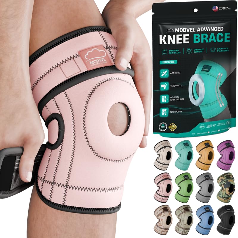 Modvel ELITE Knee Brace With Side Stabilizers & Patella Gel Pads for Maximum Knee Pain Support and Fast Recovery for Men and Women, Knee Pad for Running, Workout, Arthritis, Joint Recovery