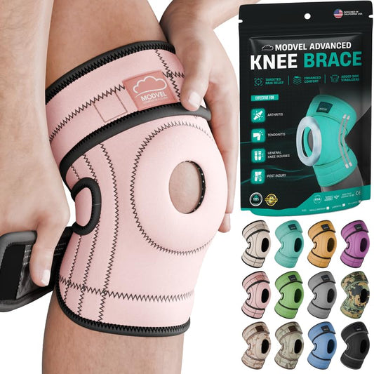 Modvel ELITE Knee Brace With Side Stabilizers & Patella Gel Pads for Maximum Knee Pain Support and Fast Recovery for Men and Women, Knee Pad for Running, Workout, Arthritis, Joint Recovery