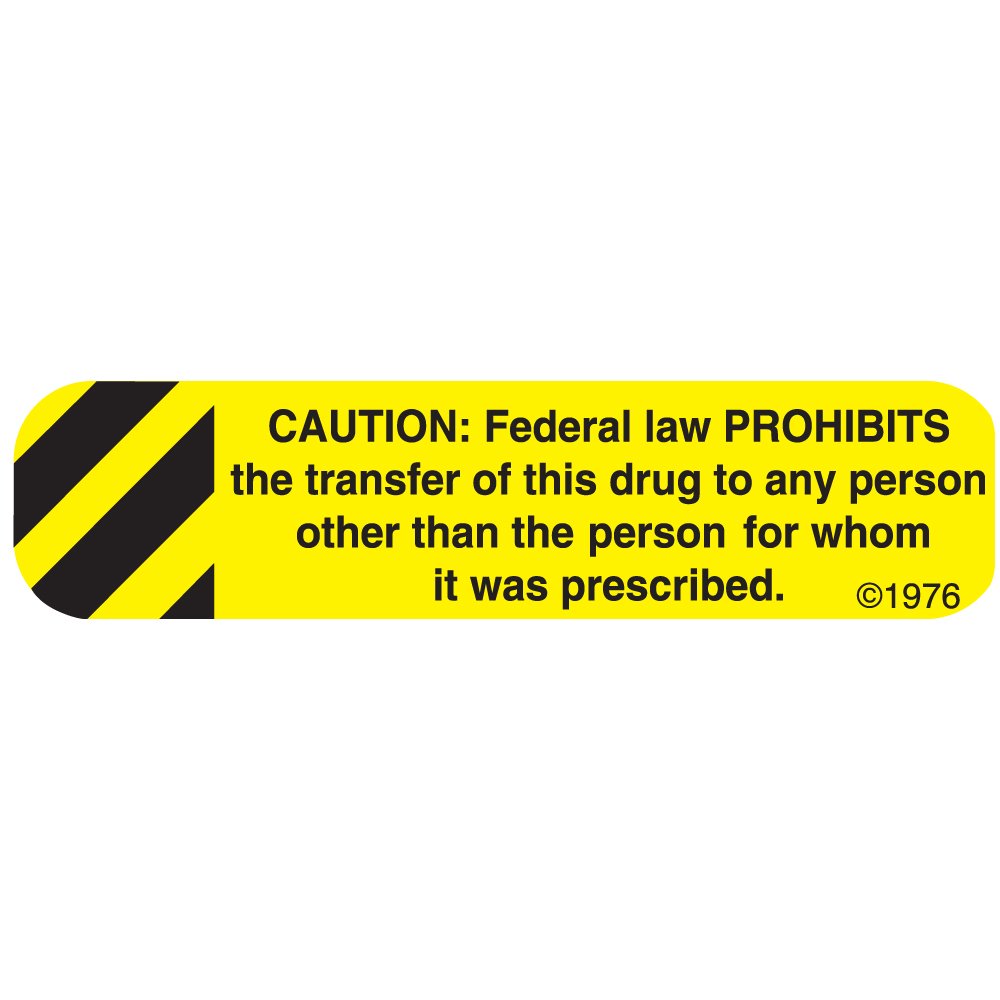 1-93G "Caution Federal" Permanent Paper Label, 1 9/16" x 3/8", Yellow, Pack of 1000