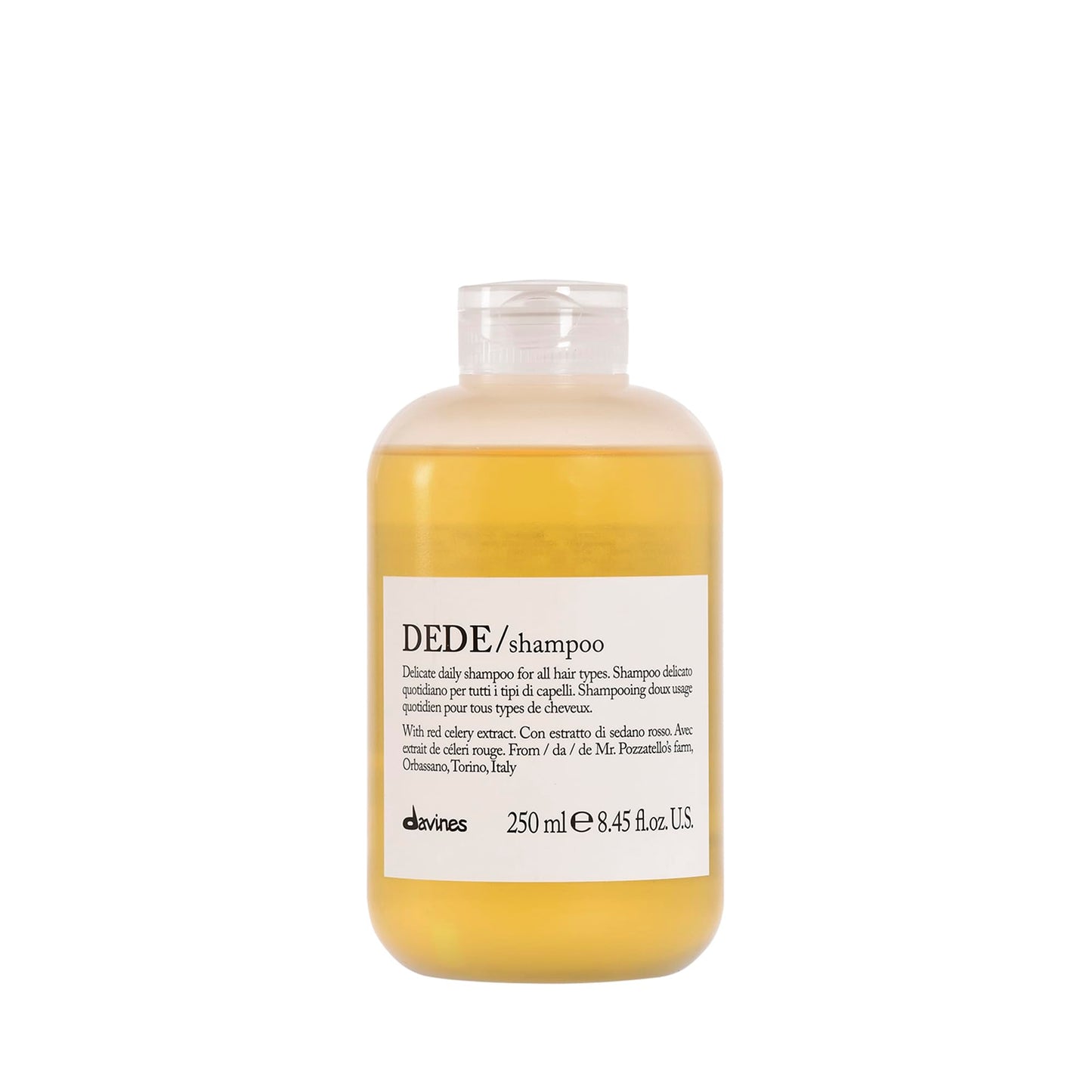 Davines DEDE Shampoo, Delicate Soft Lather Daily Cleanser for Medium Fine & Fine Hair - Gently Removes Impurities to Make Hair Light, Shiny, and Soft with Red Celery Extract, 8.45 Fl Oz