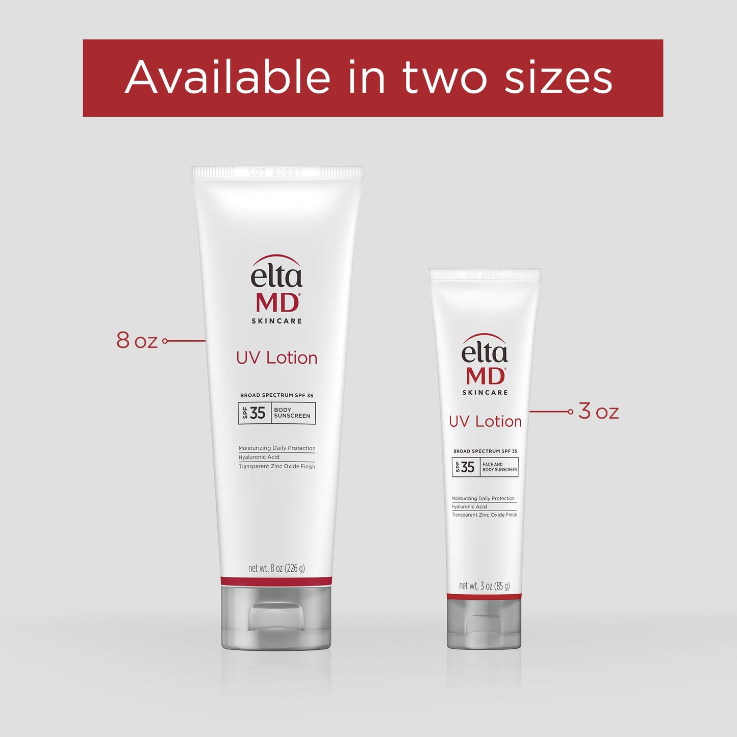 EltaMD UV Lotion Body Sunscreen, SPF 30+ Sunscreen, Body Lotion with SPF Made with Zinc Oxide and Hyaluronic Acid, 8.0 oz Pump