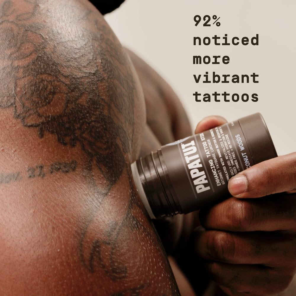 PAPATUI by Dwayne Johnson Mess-Free Enhancing Tattoo Stick | Revitalize, Protect and Brighten Tattoos | Made with Vitamin E | Coconut Woods | 2.6oz