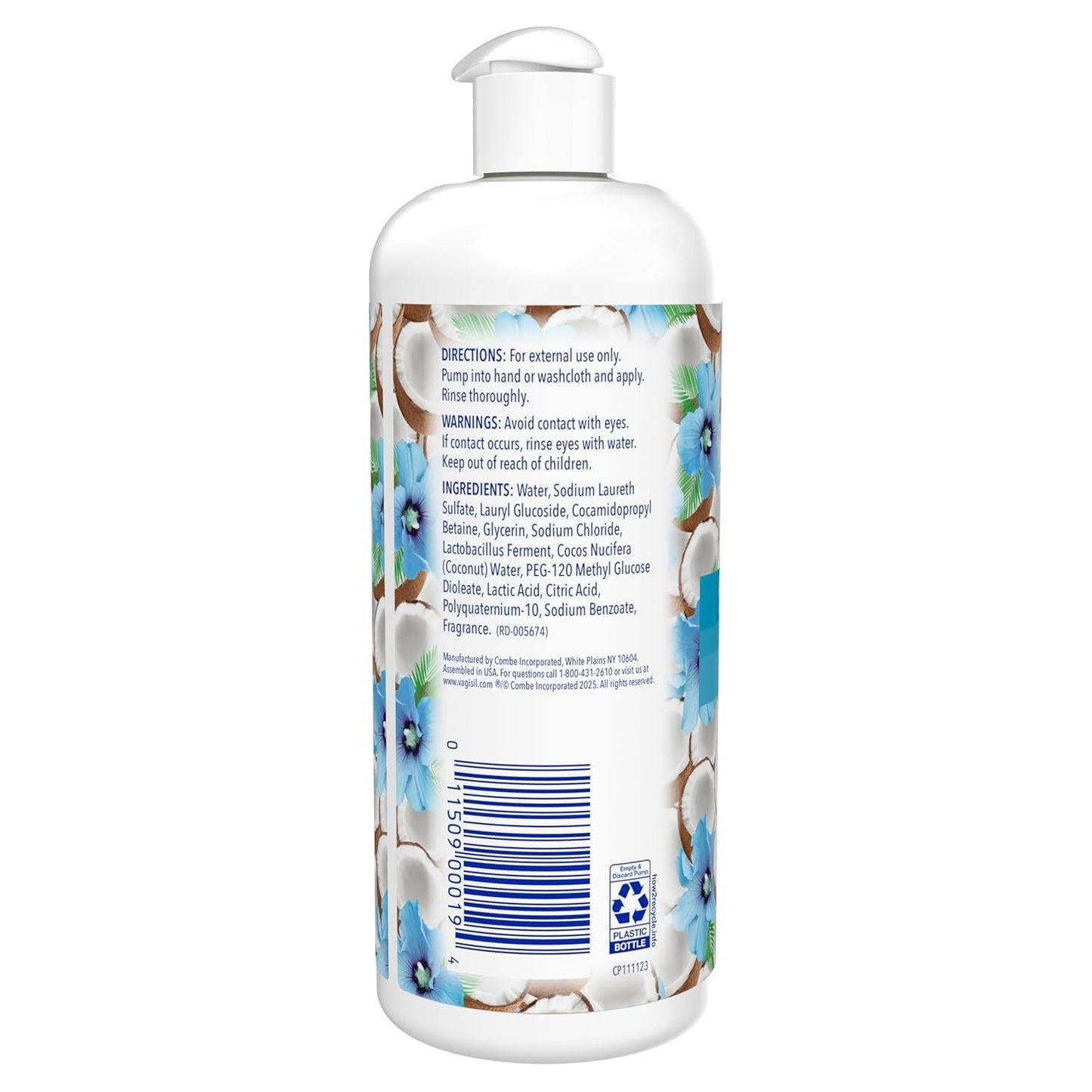Vagisil Feminine Wash for Intimate Area Hygiene, Scentsitive Scents, pH Balanced and Gynecologist Tested, Coconut Hibiscus, 16.9 oz with Pump