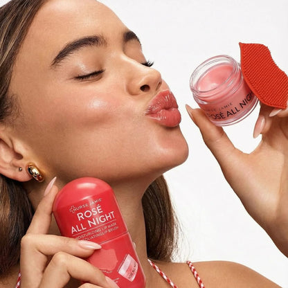 Nurse Jamie Rosé All Night Lip Mask & Exfoliating Tool – Hydrating Overnight Treatment for Softer, Smoother Lips