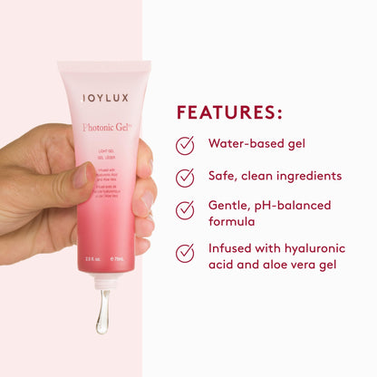 Joylux - Photonic Gel, for Use with vFit Red Light Feminine Health Device, Contains Aloe Vera & Hyaluronic Acid for Added Moisture, Gently Formulated with Light-Enhancing Ingredients (75mL)