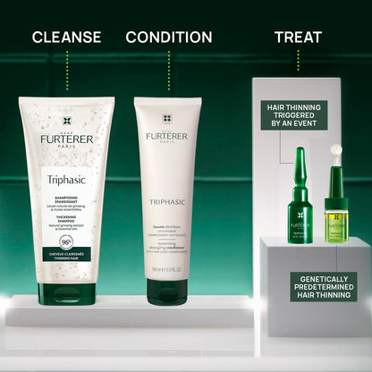 Rene Furterer TRIPHASIC Thickening Shampoo – For Thinning Hair – Improves hair density & strength – Scalp Nutrition – Rosemary Oil - For Men & Women - Color Safe