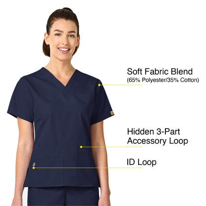 WonderWink womens Origins Bravo V-Neck Top, Navy, Large