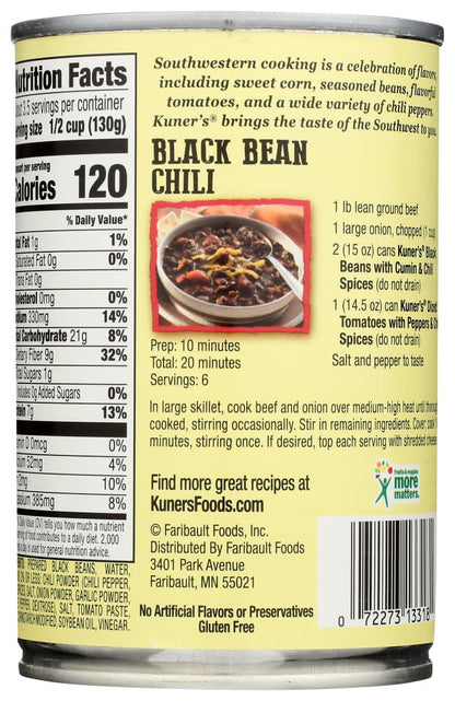 Kuner's Black Beans with Spices, 15-ounces (Pack of12)