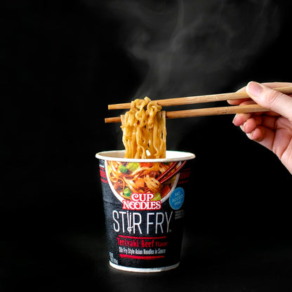 Nissin Cup Noodles Stir Fry Noodles in Sauce, Teriyaki Beef, 3 Ounce (Pack of 6)