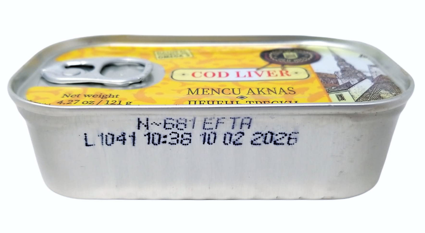 Old Riga Cod Liver Canned in Own Oil 4.27 Oz Natural Source of Omega-3, Rich in Vitamins A&D | From Fresh Norway Cod| Keto Friendly (Pack of 12)
