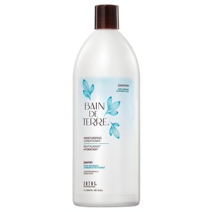 Bain de Terre Jasmine Moisturizing Conditioner, Rich Hydration for Dry Hair, with Argan & Monoi Oils, Paraben-Free, Color-Safe, Vegan