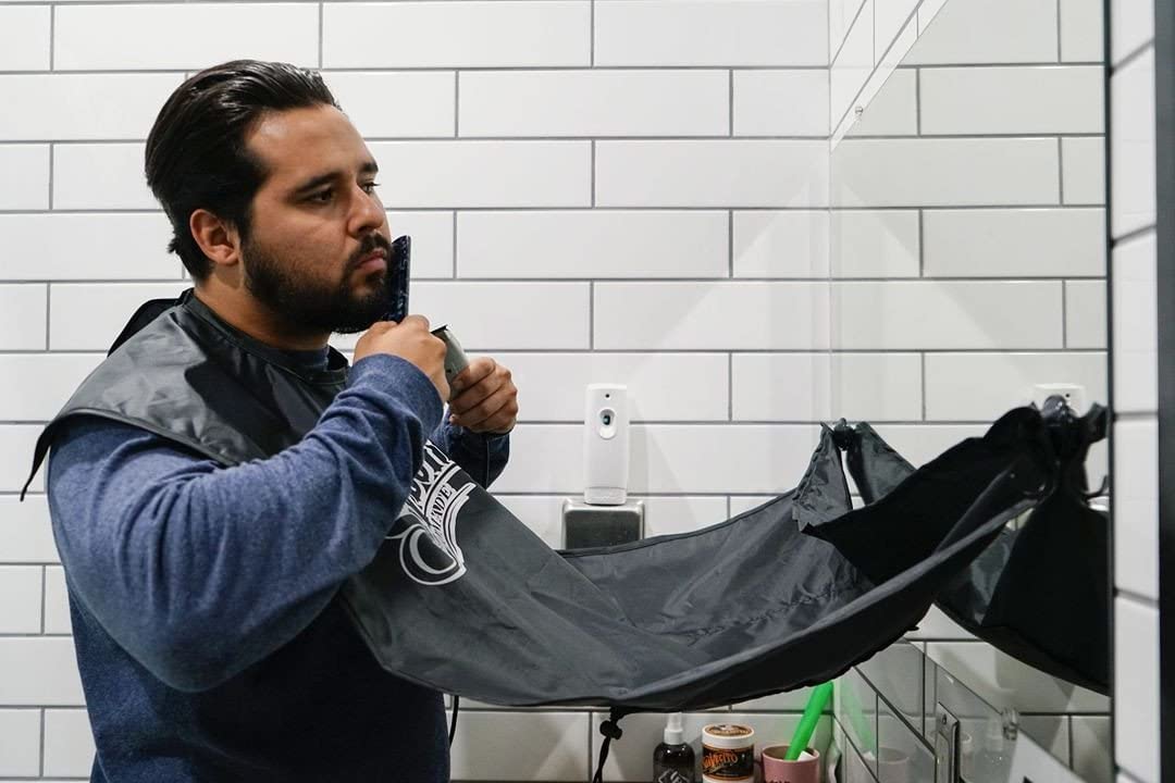 Suavecito Beard Grooming Beard Cape Black Reusable Easy Clean Up & Storage