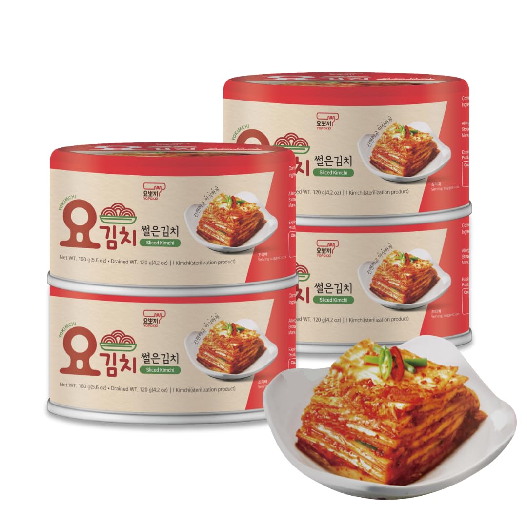 YOPOKKI Korean Canned fermented Kimchi napa Cabbage (4 EA, Original taste)