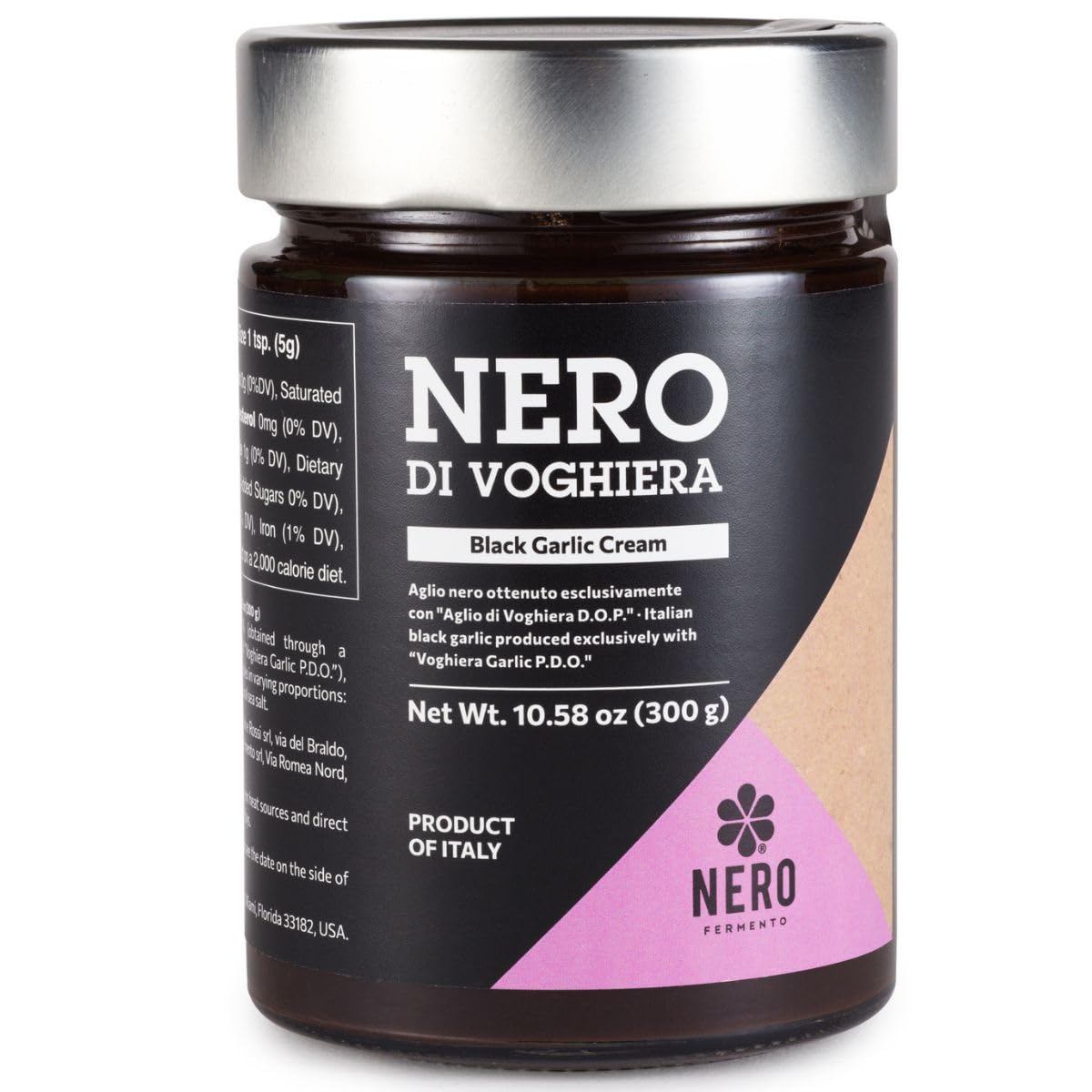 NERO FERMENTO Italian Black Garlic Cream (Voghiera, Italy), DOP, 60-Day Aged, 10.58 oz (300 g), Ready-to-Use Fermented Black Garlic Spread, Deep Umami with Subtle Balsamic Sweetness.