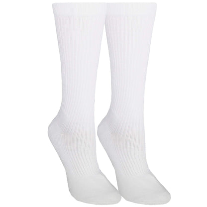 NuVein 15-20 mmHg Medical Compression Socks, Mid Calf Crew Length, Padded Cushion Foot, White, Medium