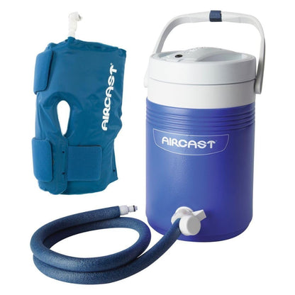 Aircast Cold Therapy Universal Fit Knee Cryo and Cuff with Gravity-Fed Non-Motorized Cooler for Maximum Cryotherapy (Blue, Medium)