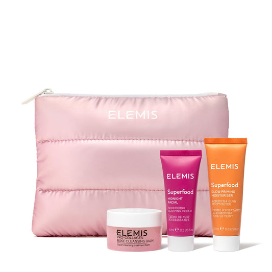 ELEMIS Way to Glow Exclusive Skincare Kit($70 Value) - Travel Set with Travel-Size Rose Cleansing Balm, Glow Priming Moisturizer & Midnight Facial, Nourish & Illuminate Skin all day