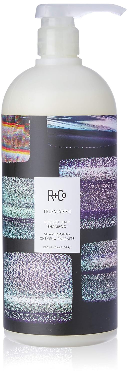 R+Co TELEVISION Perfect Hair Shampoo – Retail Liter Hydrating & Smoothing Hair Cleanser, Adds Shine & Softness, All Hair Types