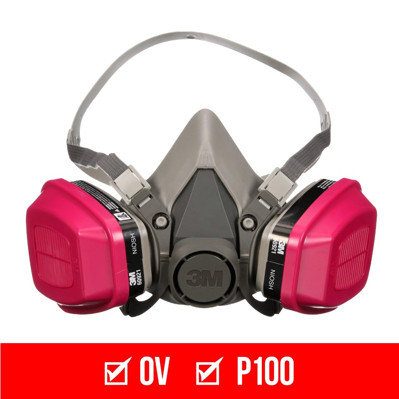 3M P100/OV Odor/Particulate Multi-Purpose Reusable Respirator 65021, NIOSH-APPROVED Organic Vapor Cartridge, Medium