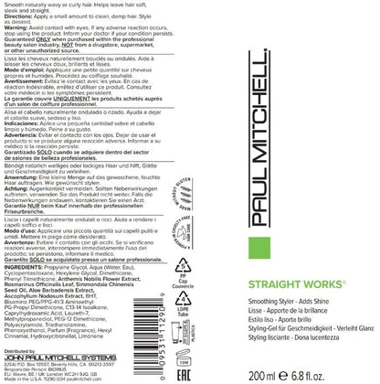 Paul Mitchell Straight Works Hair Gel, Smoothing Styler, Adds Shine, For Frizzy Hair, 6.8 fl. oz.