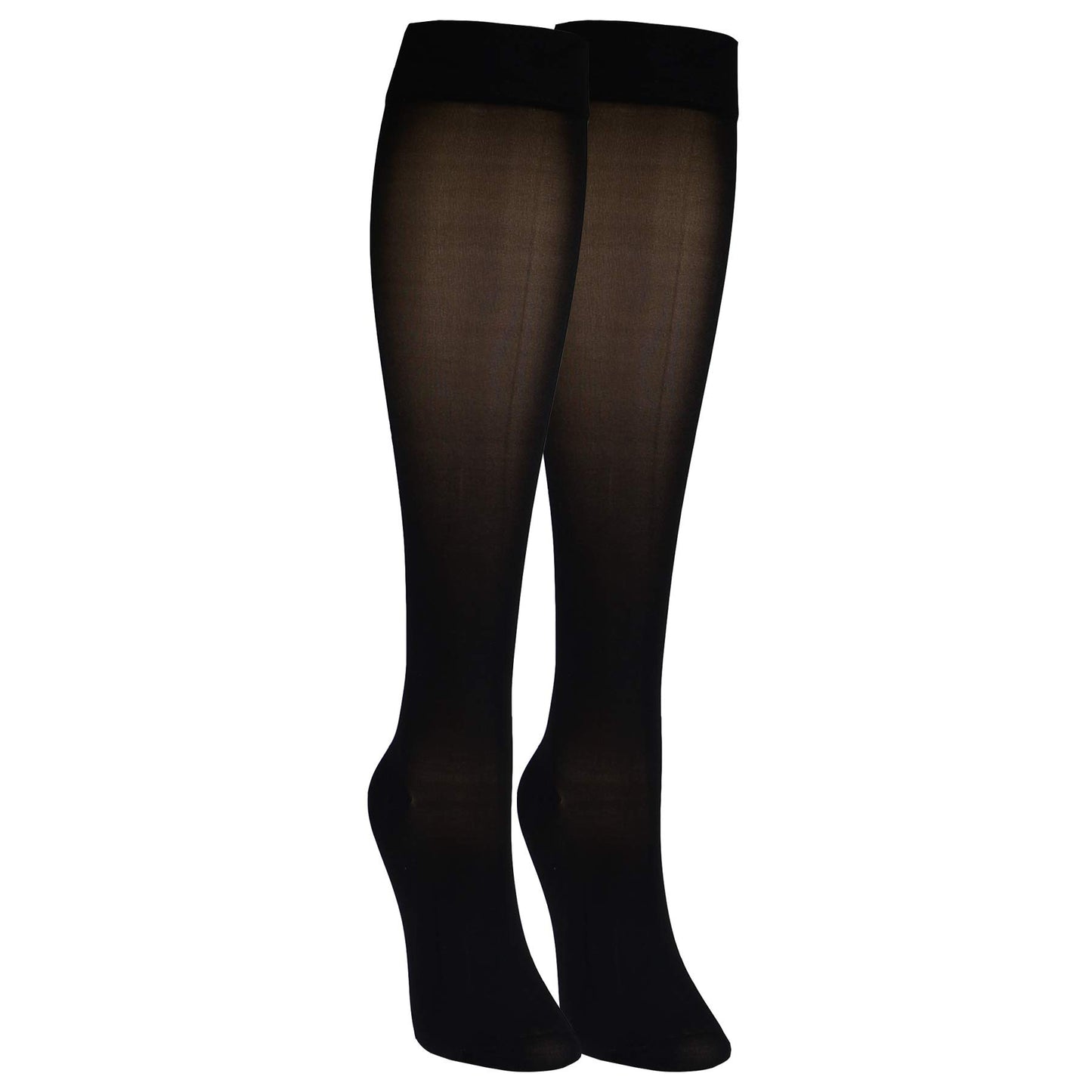 NuVein Sheer Compression Stockings, 30-40 mmHg Support, Knee Length, Closed Toe, 20 Denier, Black, X-Large