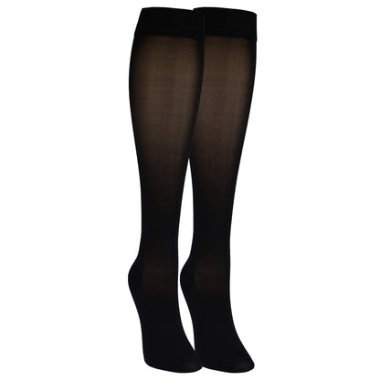 NuVein Sheer Compression Stockings, 30-40 mmHg Support, Knee Length, Closed Toe, 20 Denier, Black, X-Large