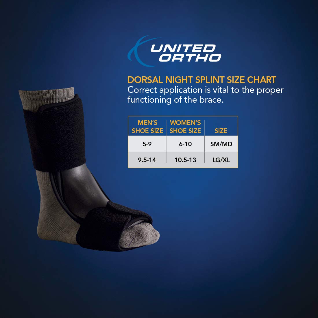 United Ortho 12067 Dorsal Night Splint for Plantar Fasciitis, Large/X Large