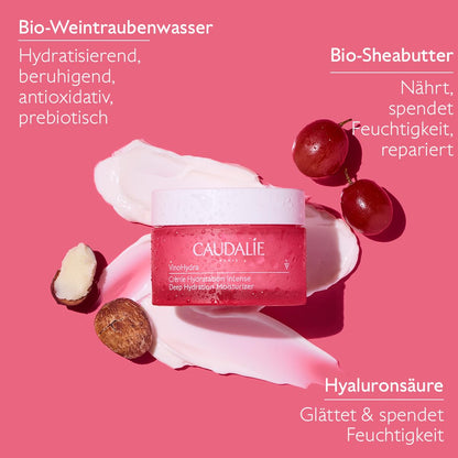 Caudalie VinoHydra Deep Hydration Moisturizer with Hyaluronic Acid, Shea Butter, and Grape Water, to Intensely Hydrate, Nourish, and Soothe