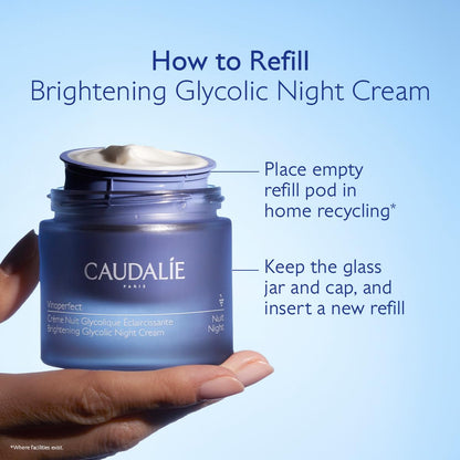Caudalie Vinoperfect Dark Spot Brightening Glycolic Night Cream, Refillable Packaging - 50 mL