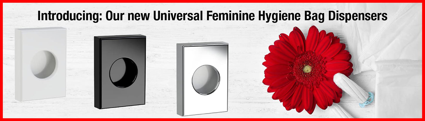 Feminine Hygiene Disposal Bag Dispenser with Refill Bags – Sanitary Napkin & Tampon Disposal System for Restrooms, Chrome