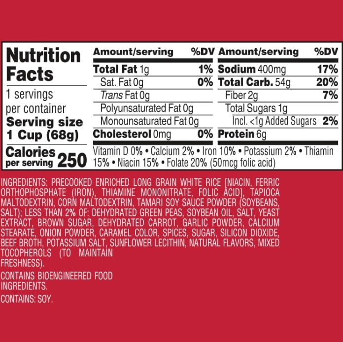 BEN'S ORIGINAL Fried Rice Single Serve Cup, Snack or Side, Microwave in 3.5 Minutes, 2.4 oz (Pack of 8)