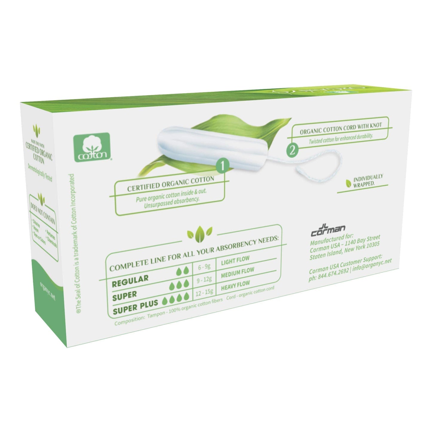 Organyc 100% Certified Organic Cotton Tampons, No Applicator, Free from Chlorine, Perfumes, Rayon, and Chemicals, Regular + Super, (32 Count)